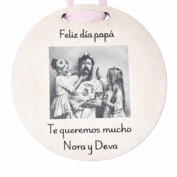Placa de madera con foto